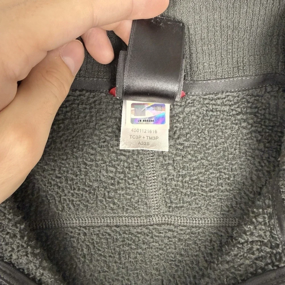 The North Face Mens Large 1/4 Zip Grid Fleece‎ Pullover Green Waffle Knit A32S